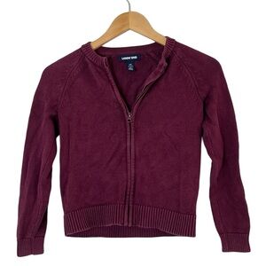 Lands’ End | Burgundy knit uniform zip font sweater size small